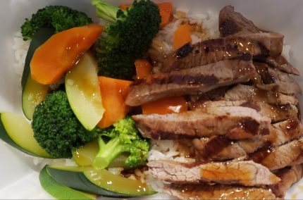 Tender sliced beef and assorted vegetables drizzled with our very own teriyaki sauce.

All bowls served over a bed of steamed white rice, fried rice can be substituted for an additional $2.00