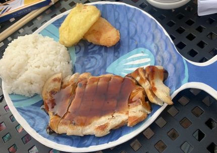 Served with steamed rice and two pieces of sweet potato tempura