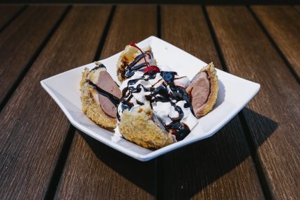 Vanilla, chocolate, strawberry or green tea served with whipped cream, chocolate sauce & topped with a cherry